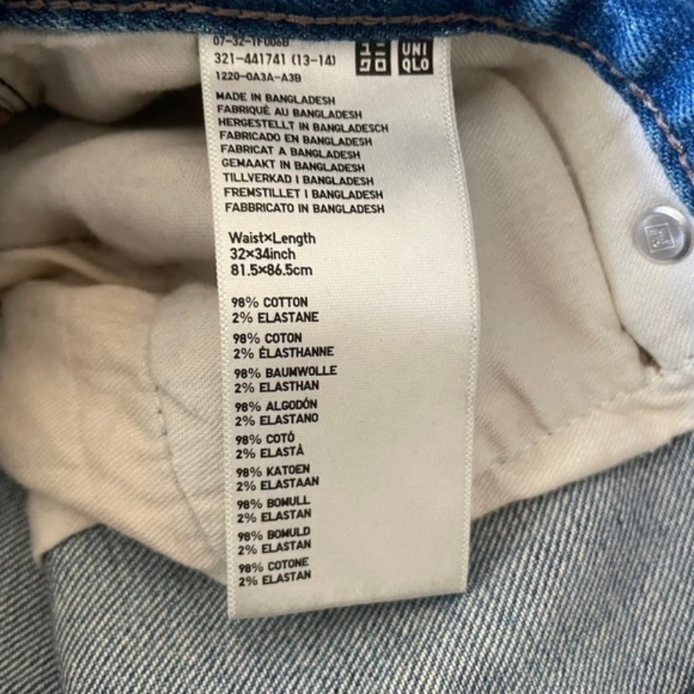 UNIQLO JEANS Mens 32x34 Straight‎ Fit Blue Denim Casual Comfort - Picture 2 of 5
